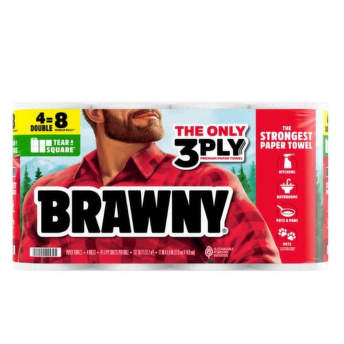 Brawny White 3-Ply Double Rolls Paper Towels